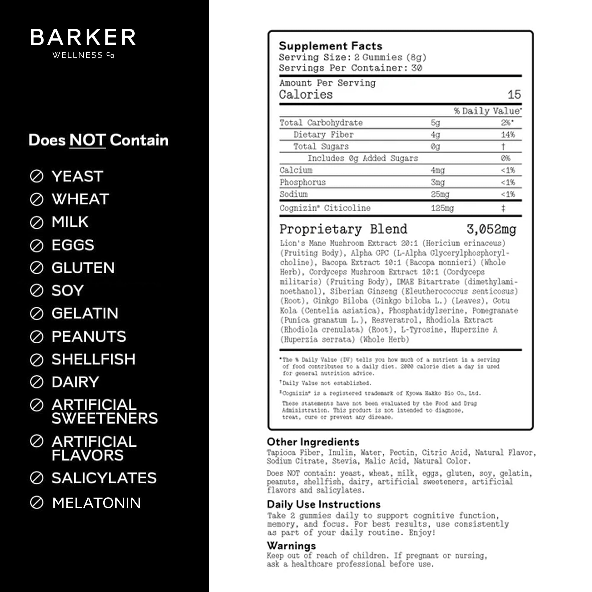 Barker Wellness Co Mushroom Adaptogen Gummies open package with gummies displayed