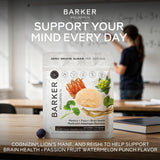 Barker Wellness Co Mushroom Adaptogen Gummies side view showing serving size