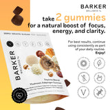 Barker Wellness Co Mushroom Gummies side view with strawberry pineapple flavour