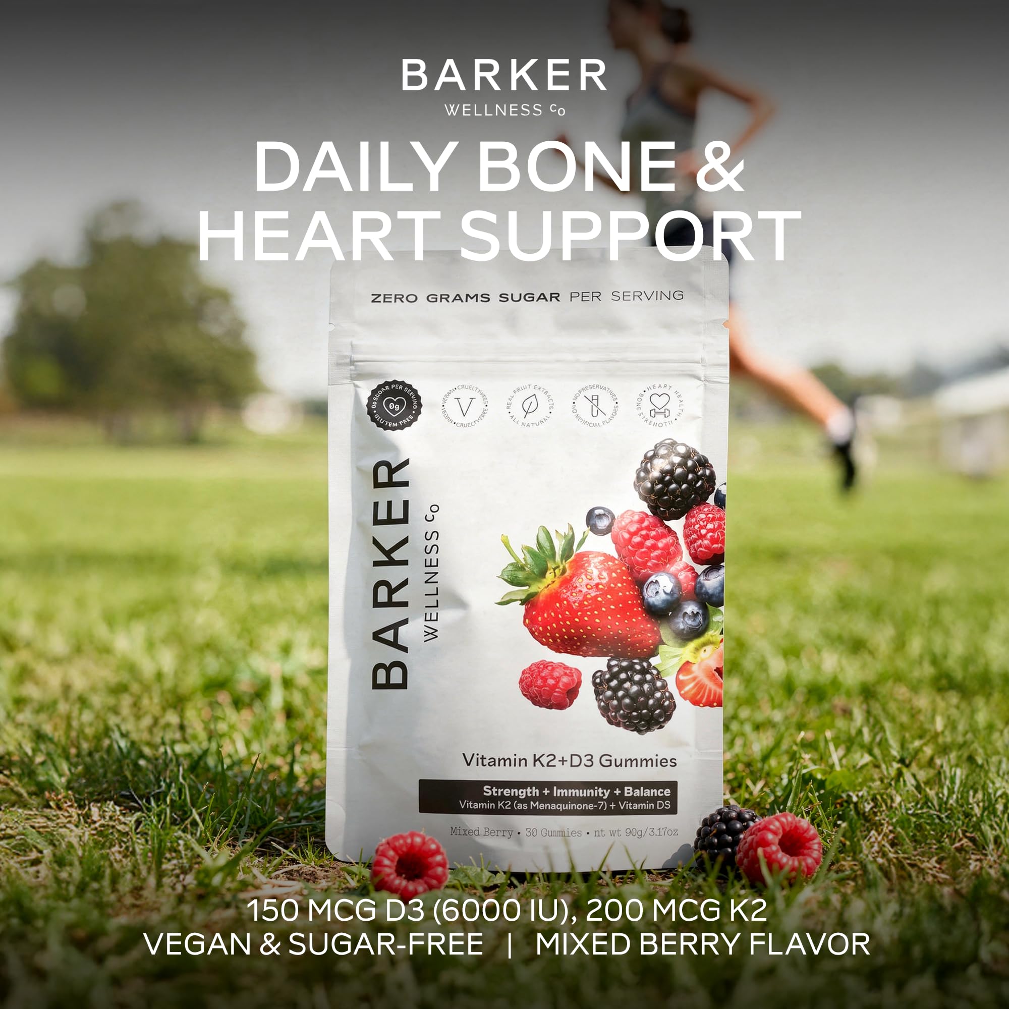 Barker Wellness D3 + K2 Gummies showing individual gummies