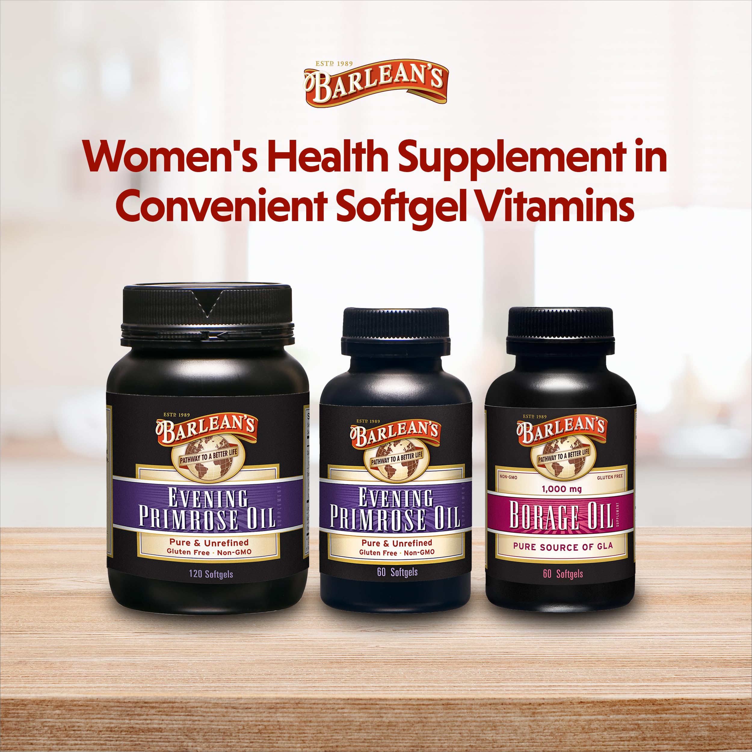 Barlean's Borage Oil Softgels 200mg GLA 1000mg packaging details