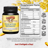 Barlean's Essential Woman Oil Blend 100mg Softgels bottle side view