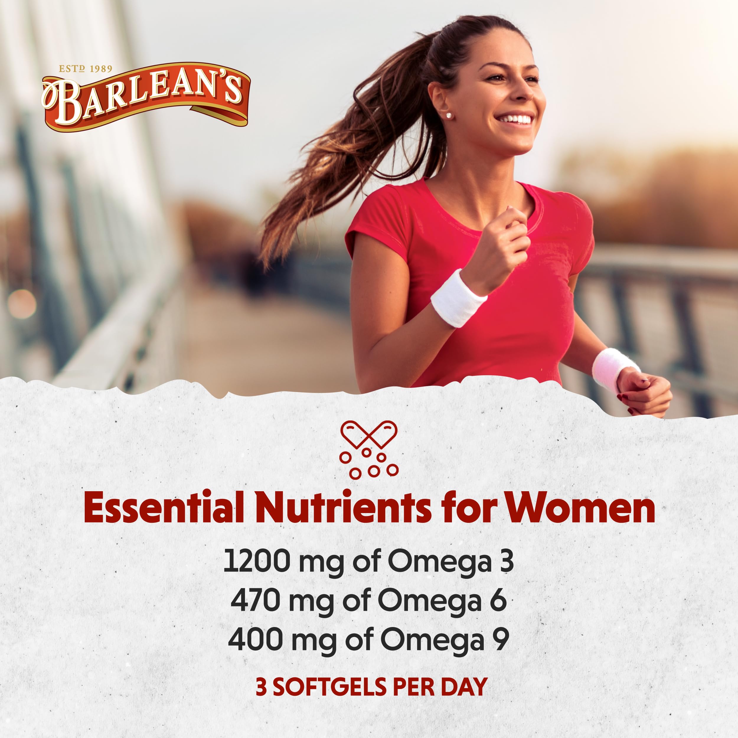 Barlean's Essential Woman Oil Blend 100mg Softgels lifestyle setting