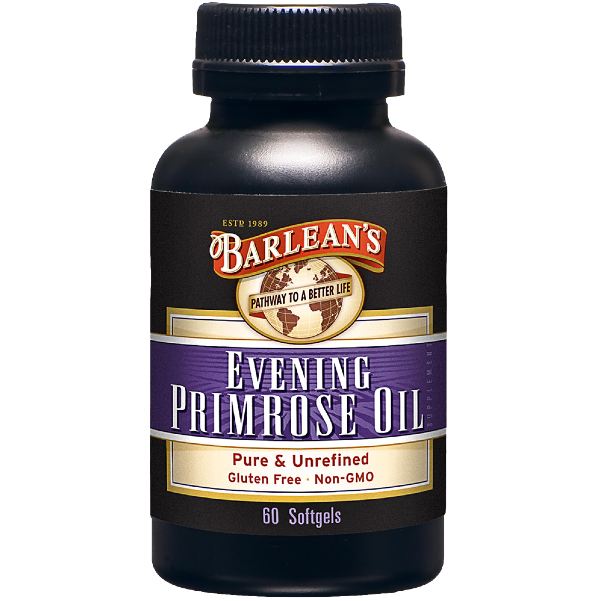 Barlean's Evening Primrose Oil softgel bottle front view
