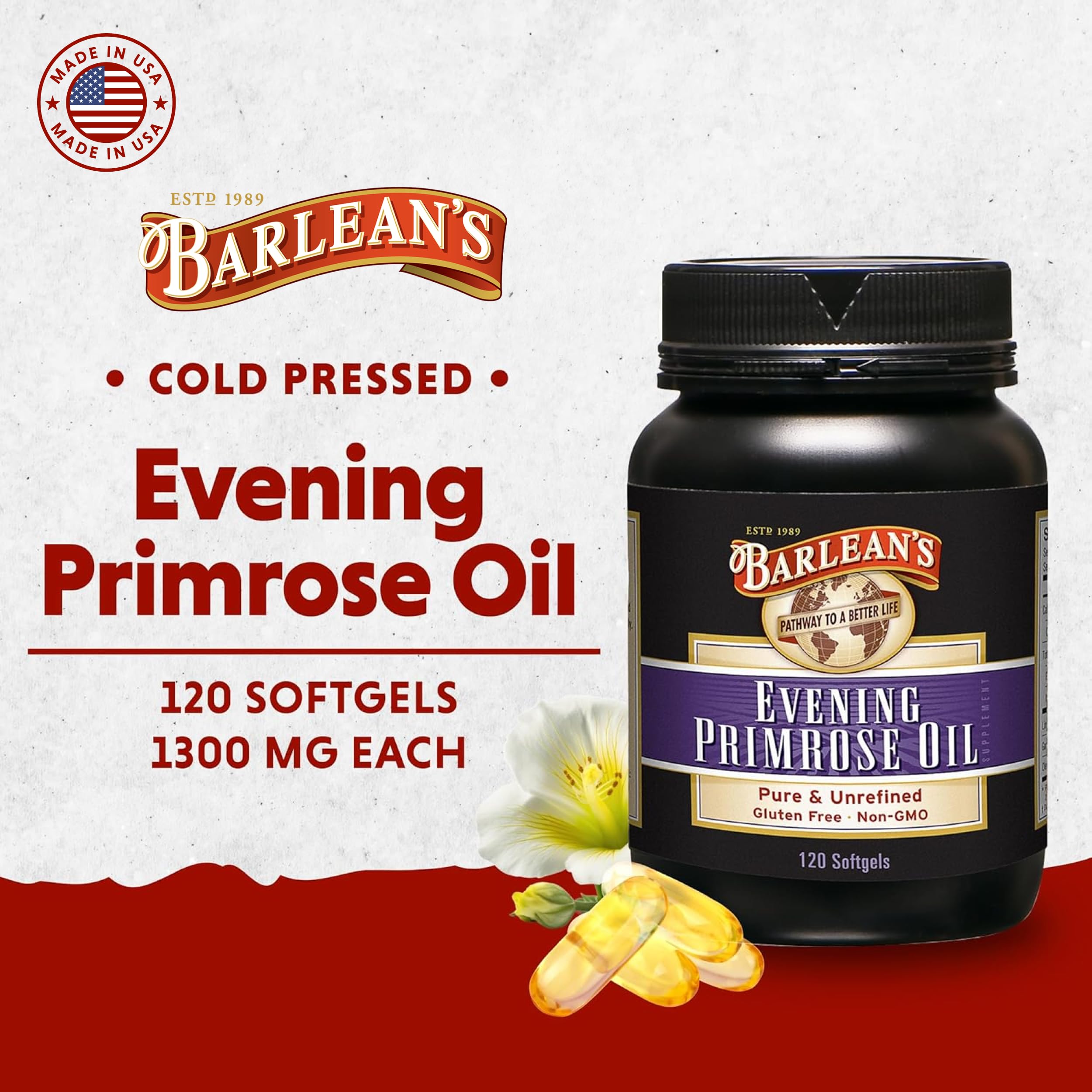 Barlean's Evening Primrose Oil Softgels 120 count bottle