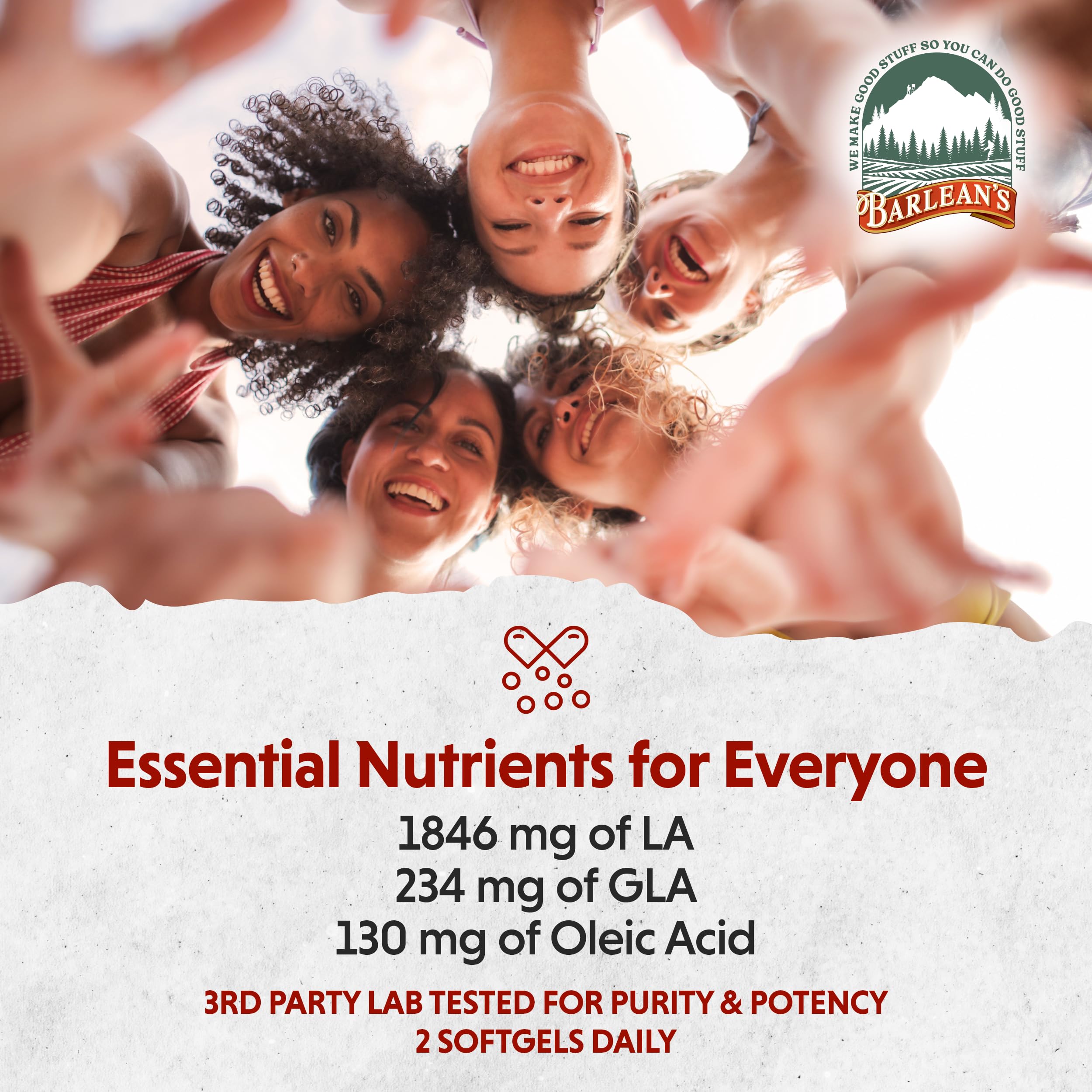 Barlean's Evening Primrose Oil Softgels with ingredients list