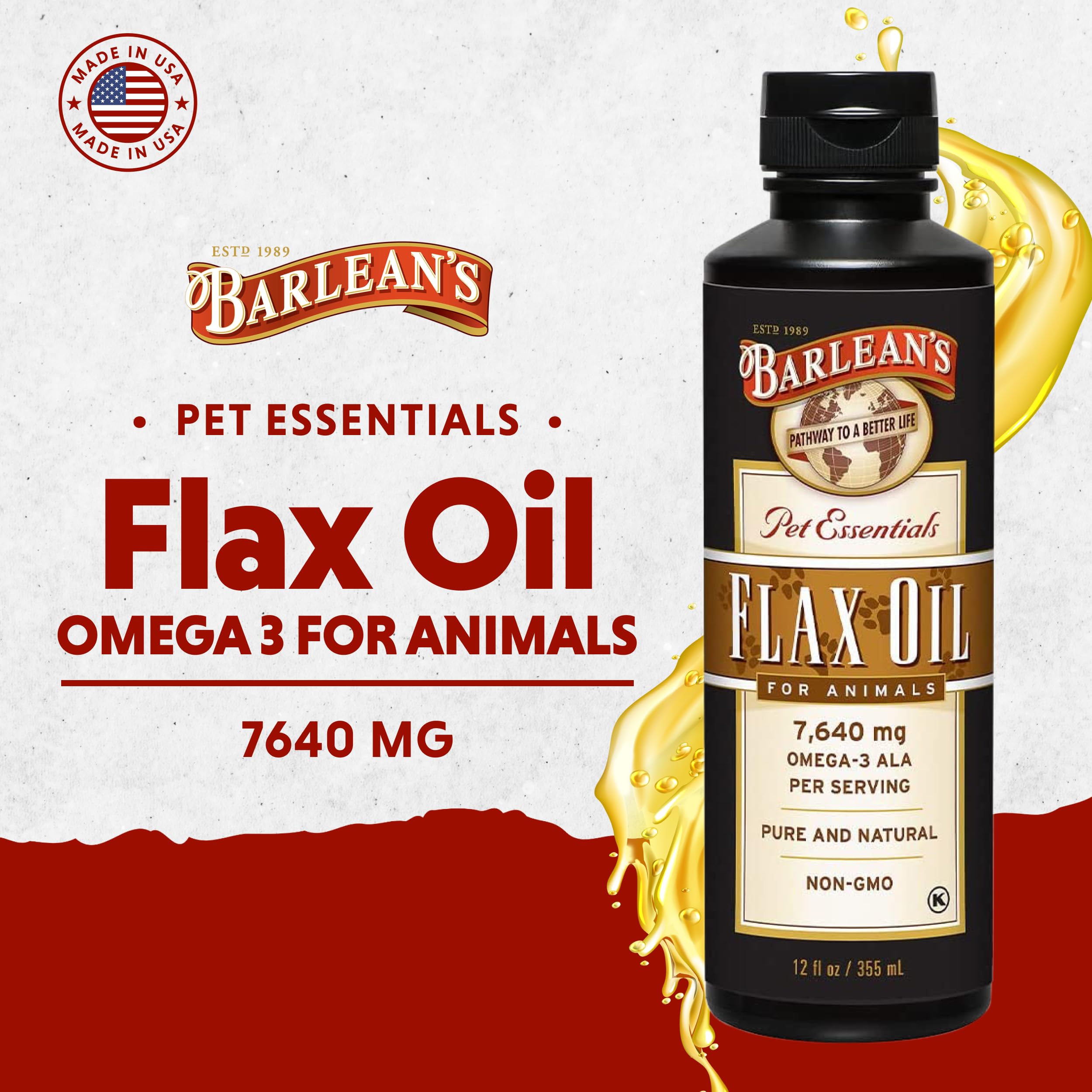 Barlean's Flax Seed Oil 340g side view showing bottle design