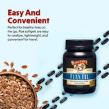 Barlean's Flax Seed Oil Softgels with a measuring spoon