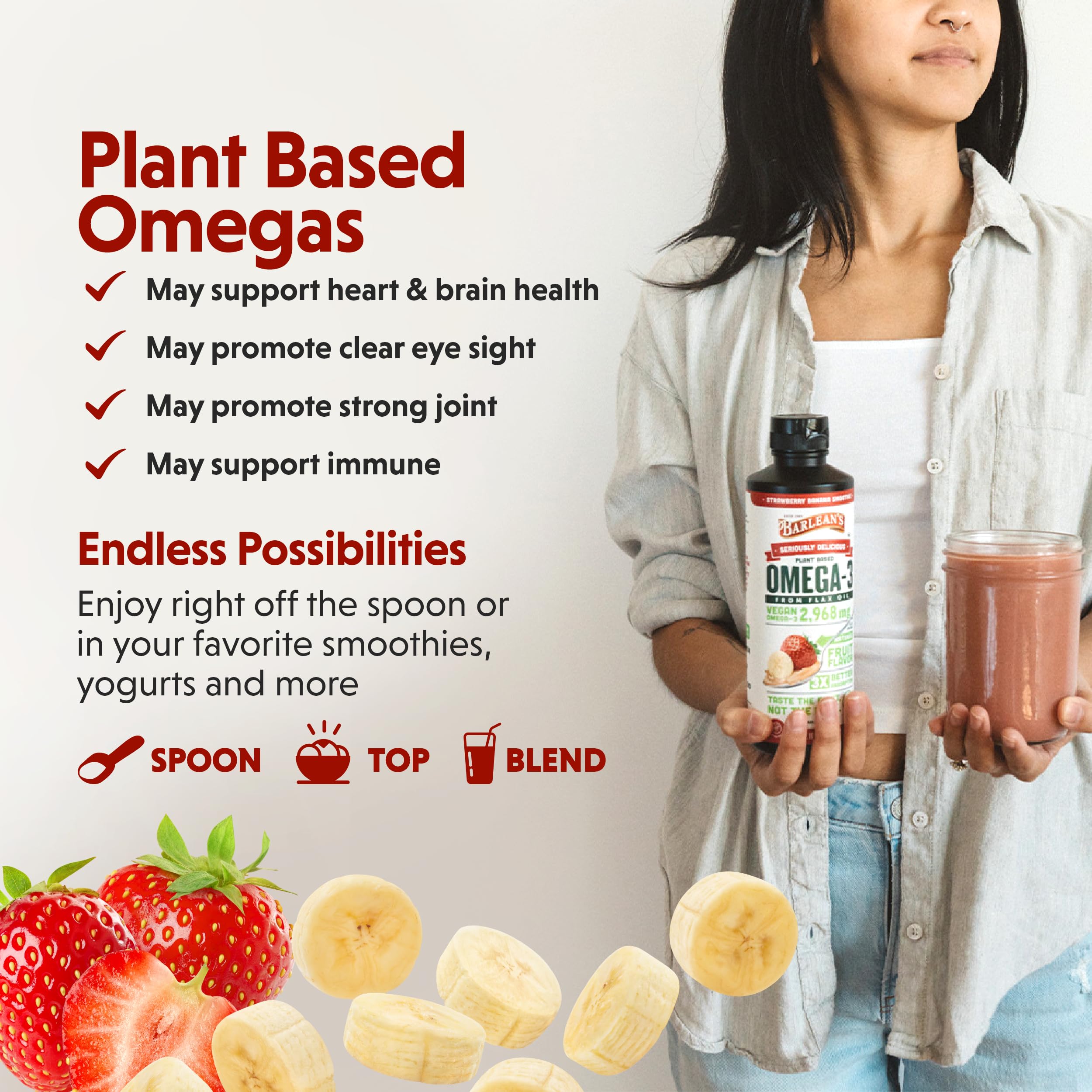 Barlean's Flaxseed Oil Omega-3 Supplement side view