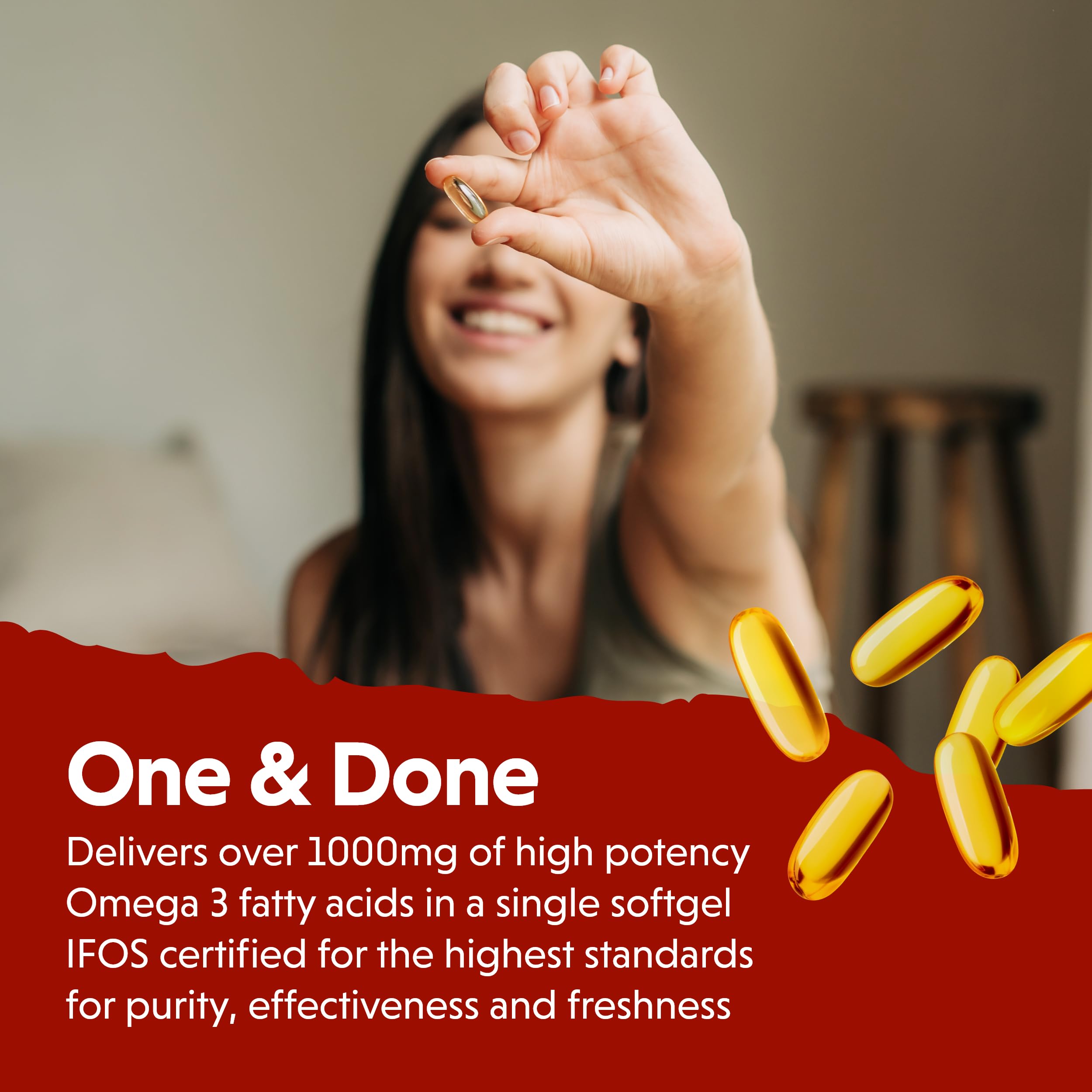 Barlean's Ideal Omega 3 Softgel Capsules 1000mg side view
