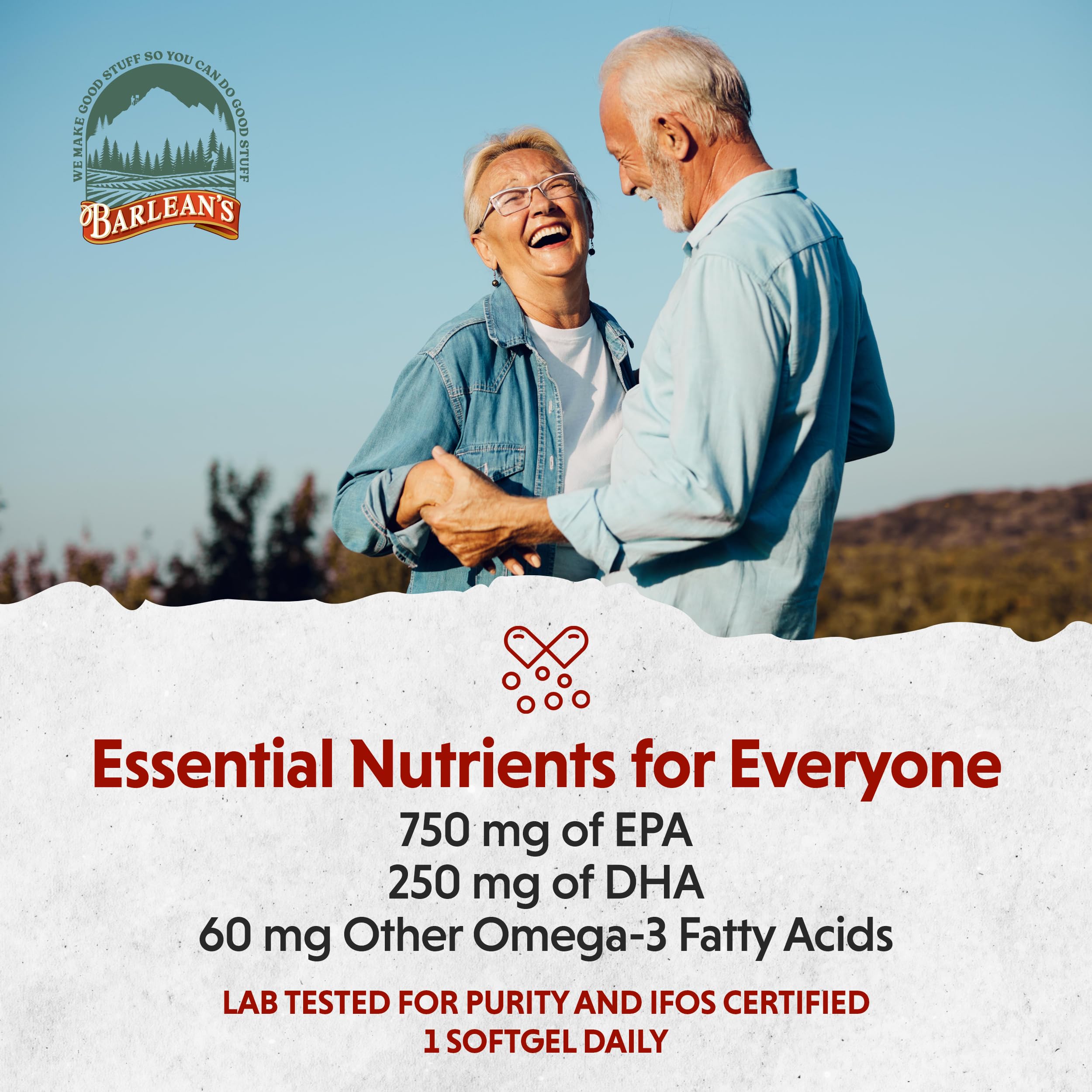 Barlean's Ideal Omega 3 Softgel Capsules 1000mg with natural ingredients