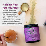 Barlean's Intestinal Repair Powder in a glass of water