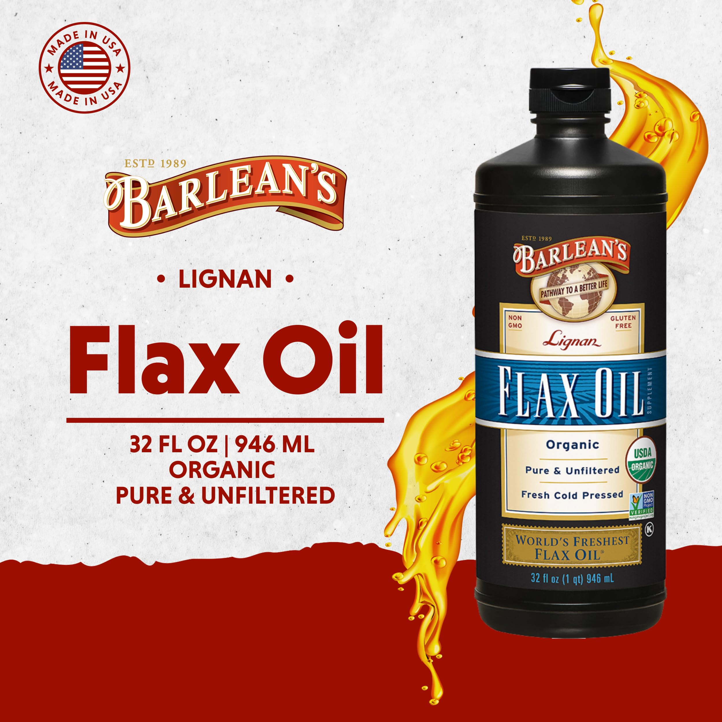 Barlean's Lignan Flax Oil 945g back view