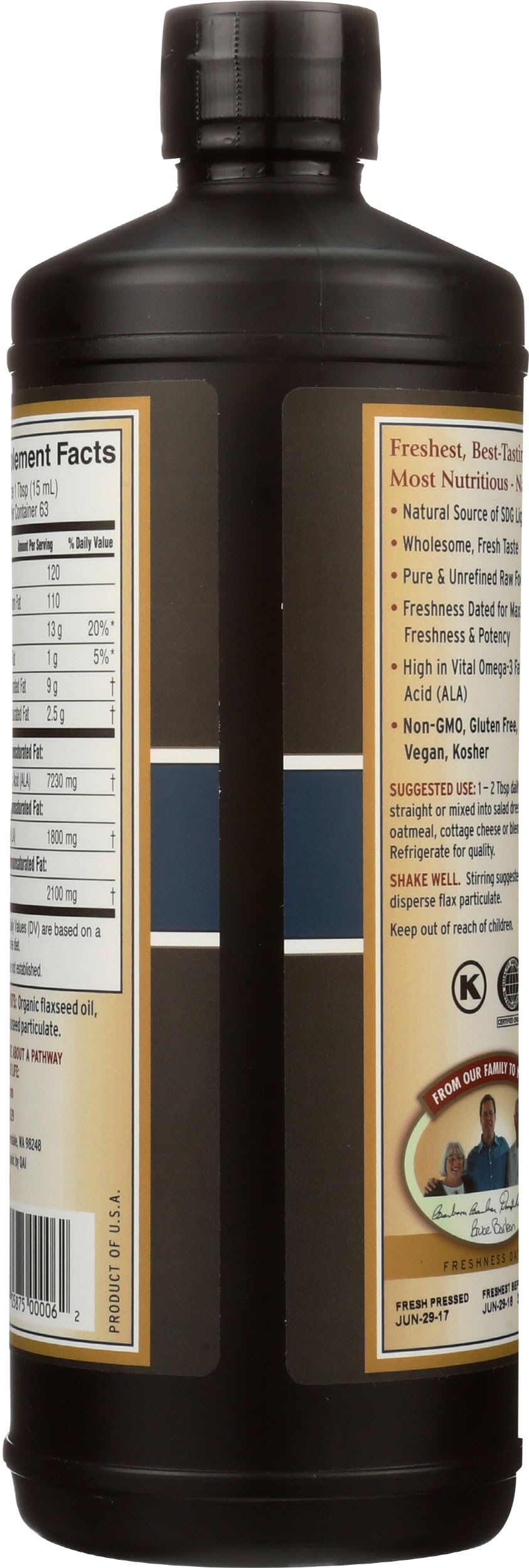 Barlean's Lignan Flax Oil 945g with packaging