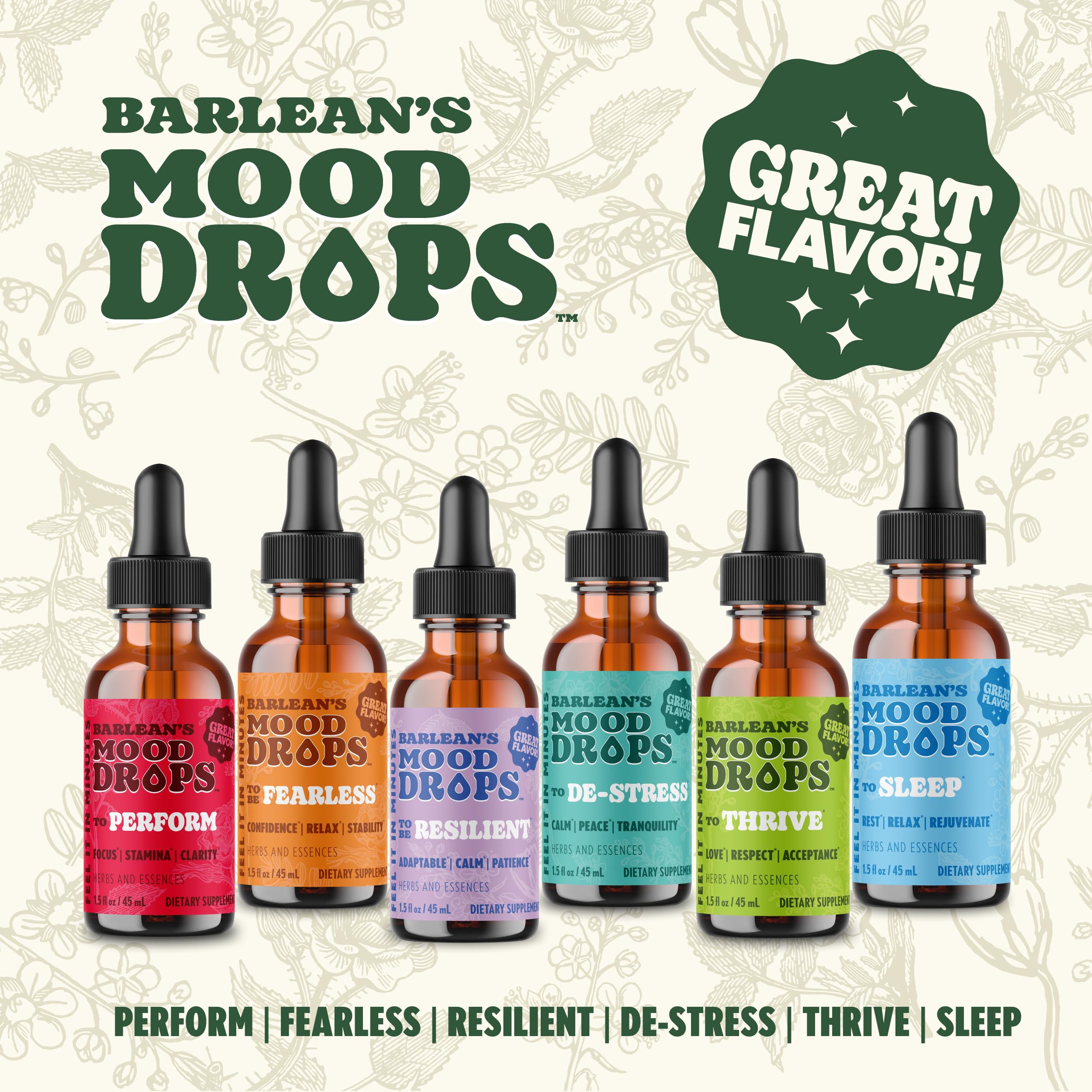 Barlean's Mood De-Stress Liquid Drops 1.5oz back view
