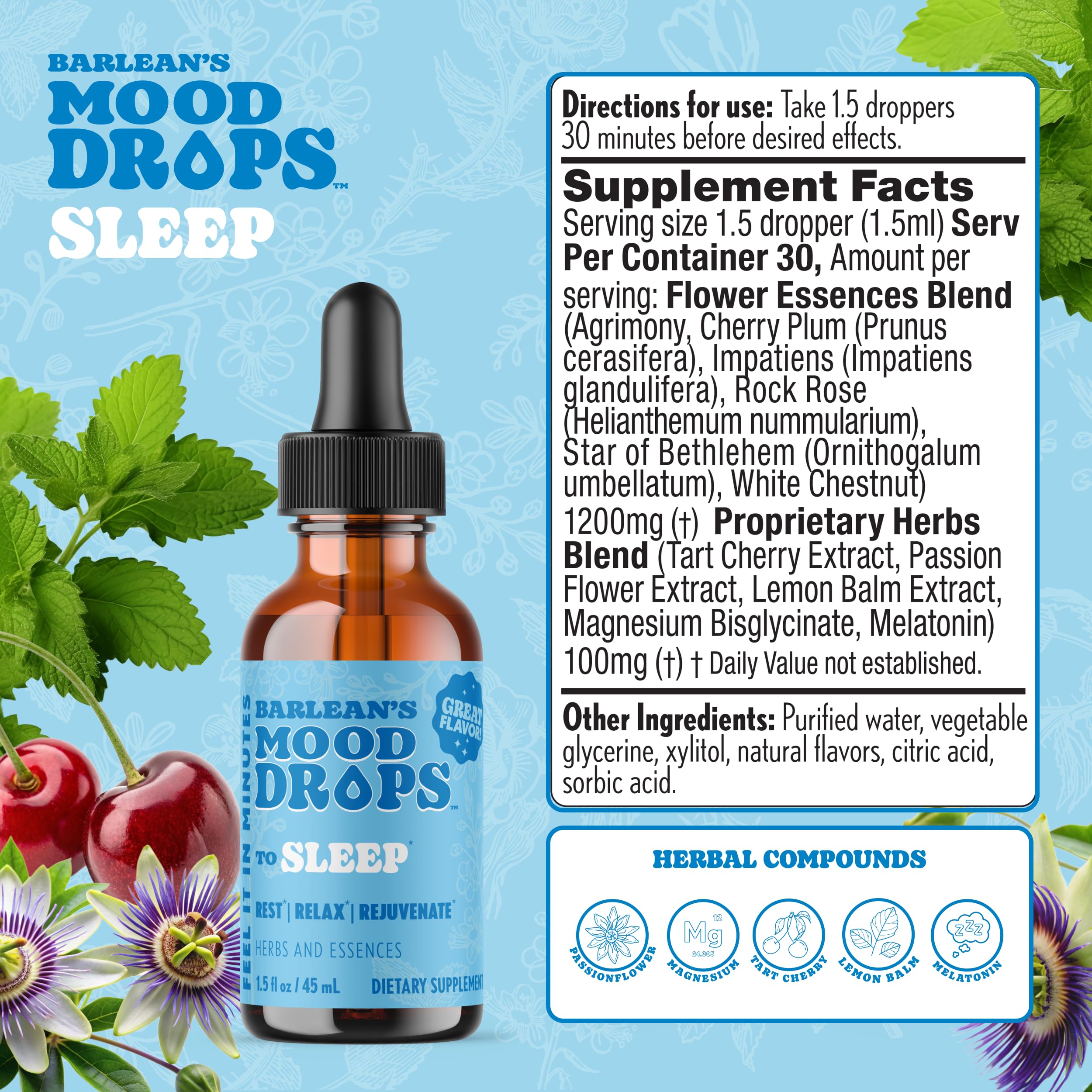 Barlean's Mood Sleep Liquid Drops 1.5 Fl Oz lifestyle scene