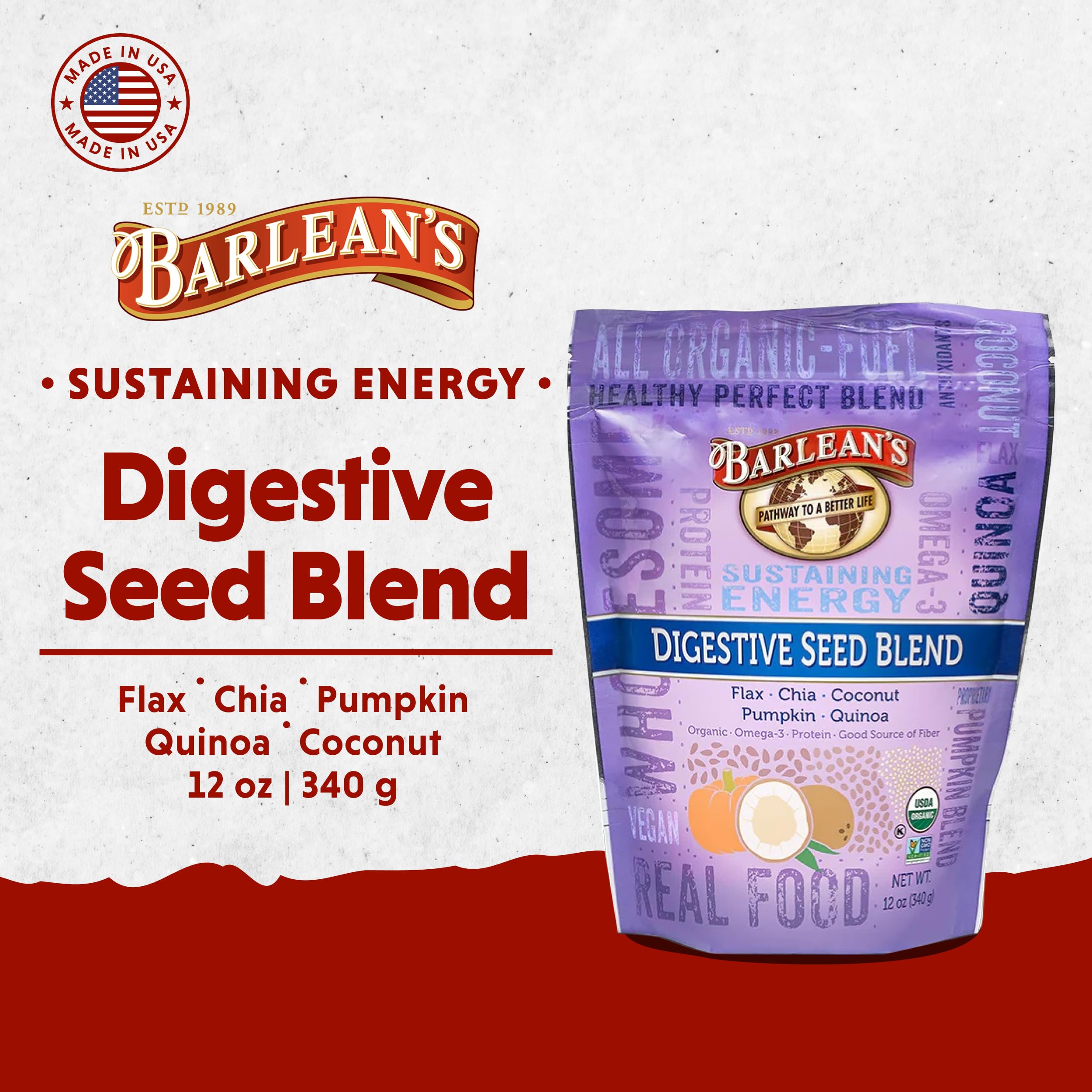Barlean's Multi Seed Blend organic seeds close-up