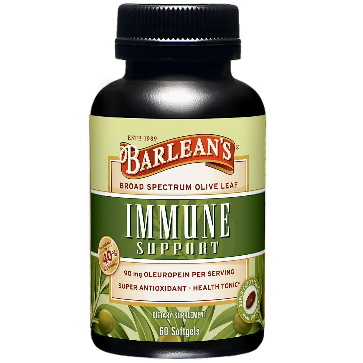 Barlean's Olive Leaf Complex 120 mini-softgels front view