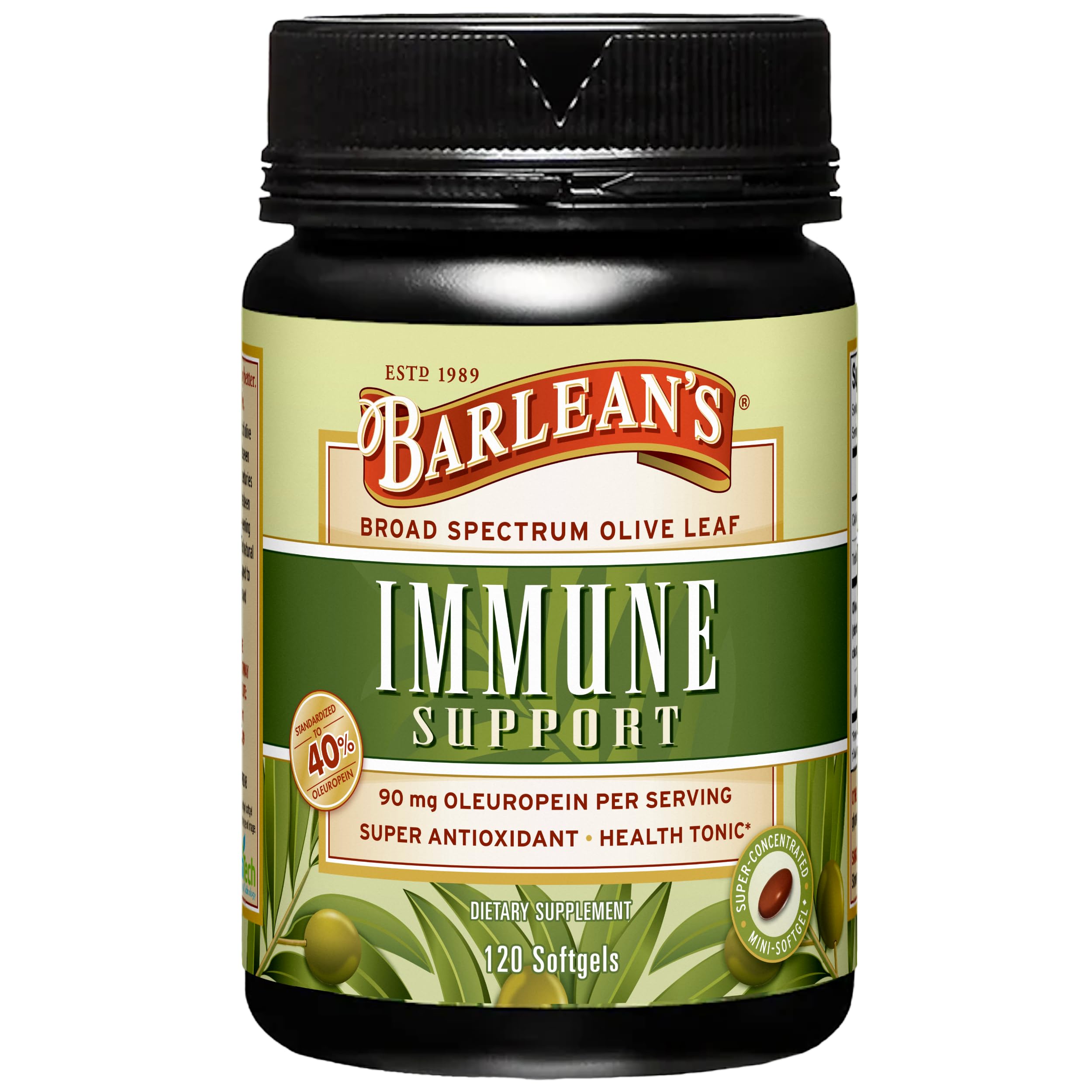 Barlean's Olive Leaf Complex 120 softgels front view