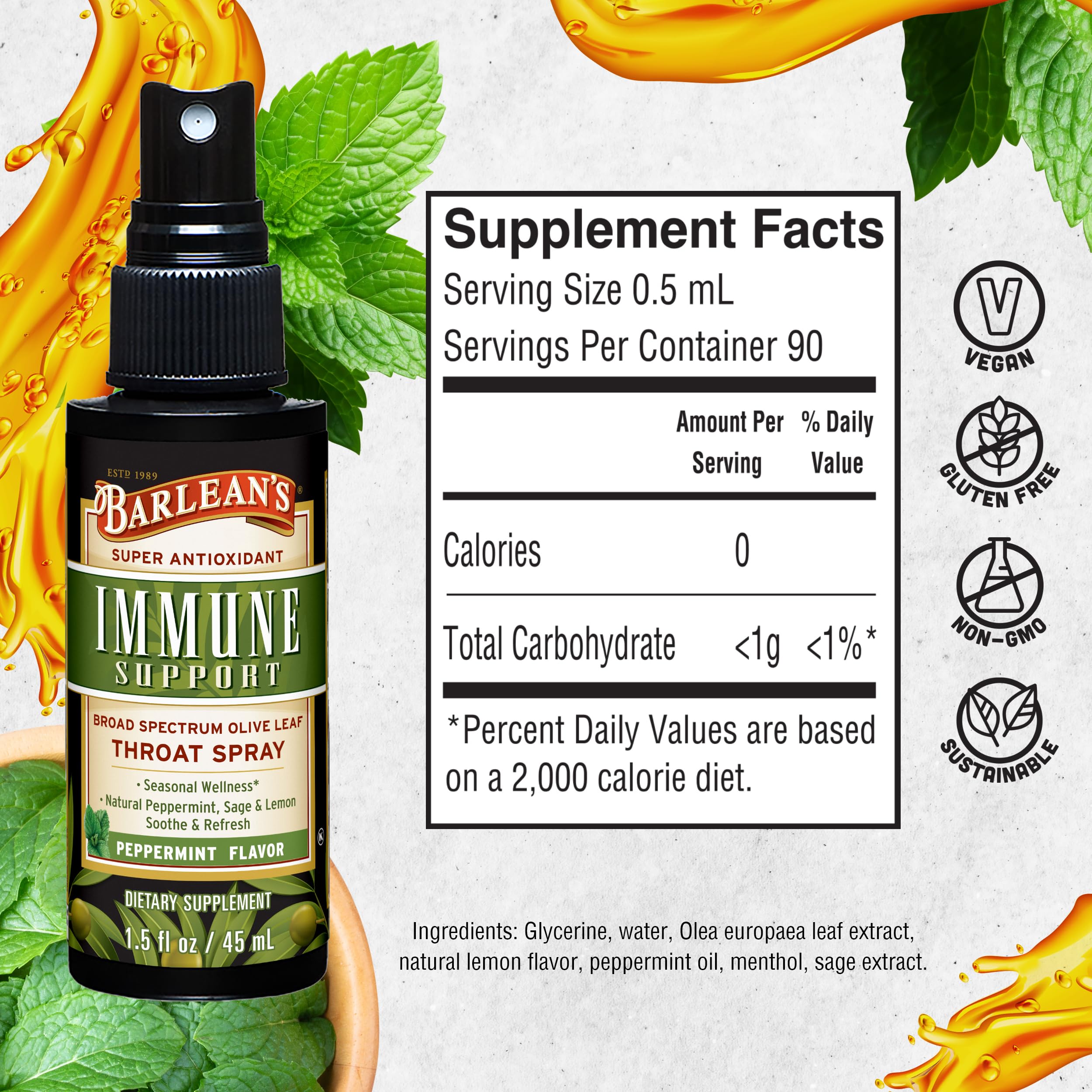 Barlean's Olive Leaf Complex Throat Spray 150g in lifestyle setting