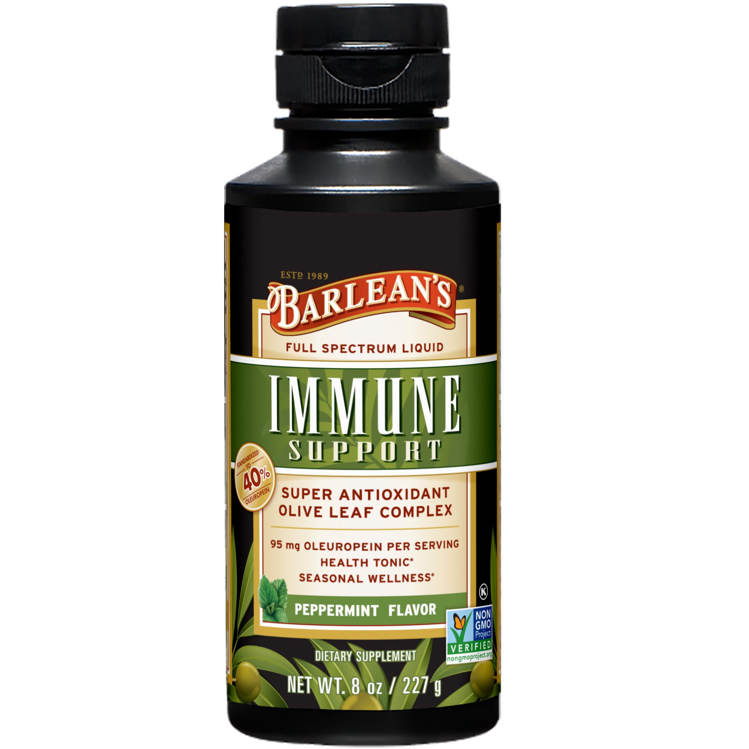 Barlean's Olive Leaf Extract 227g bottle front view