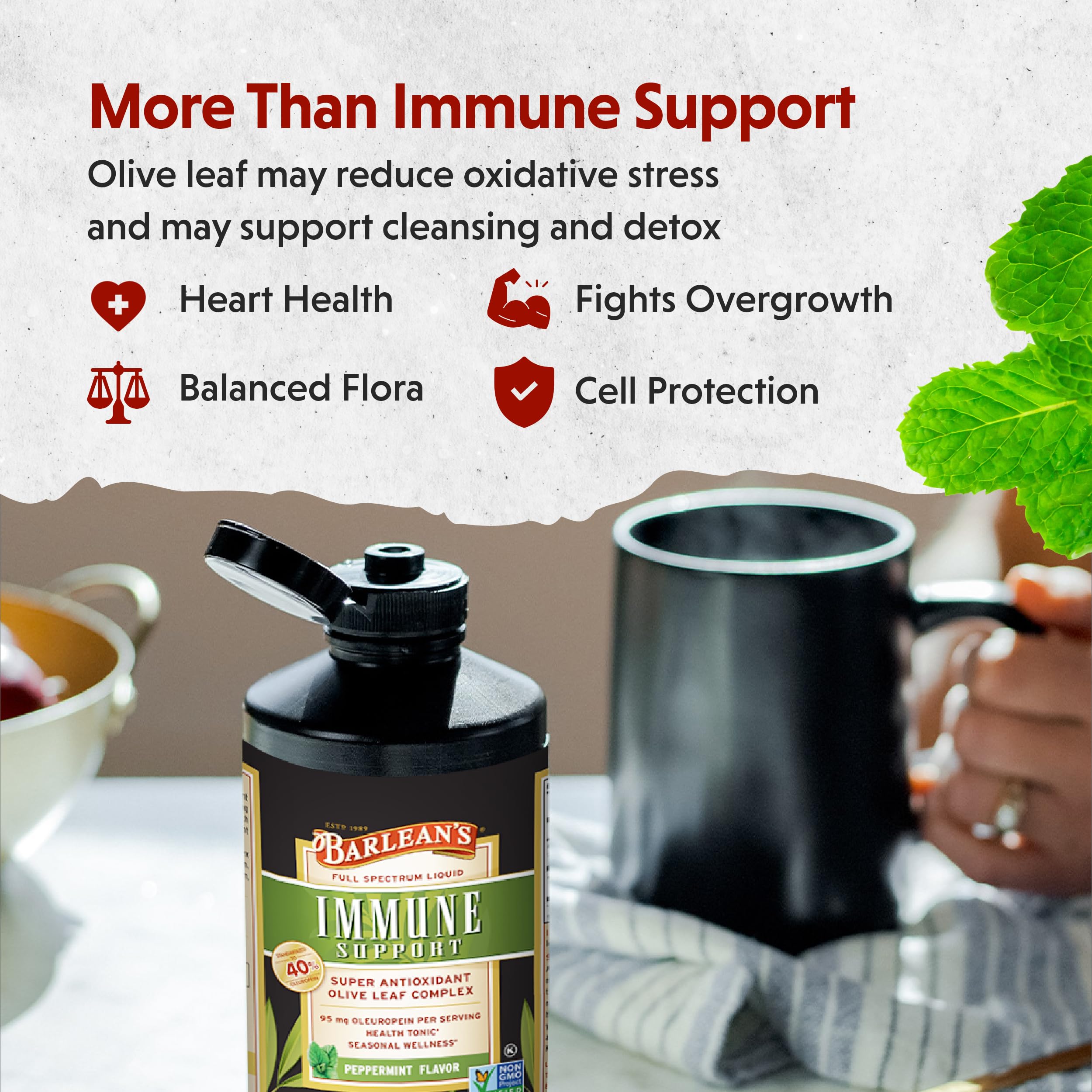 Barlean's Olive Leaf Extract 227g with a tablespoon
