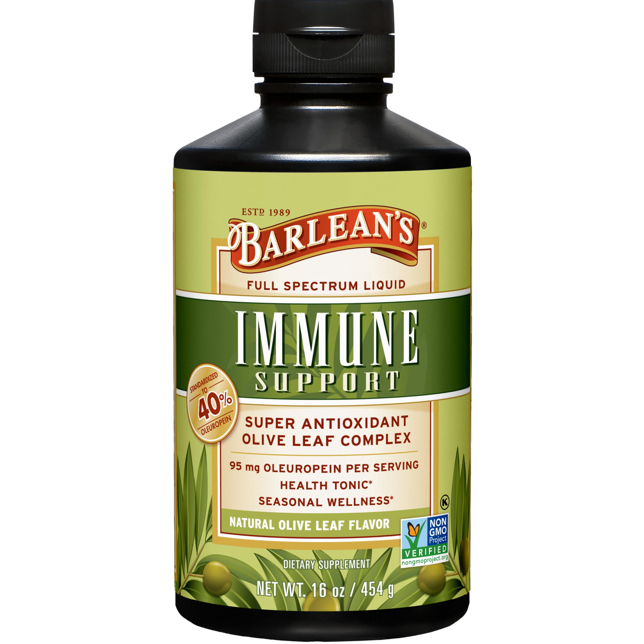 Barlean's Olive Leaf Extract 454g front view