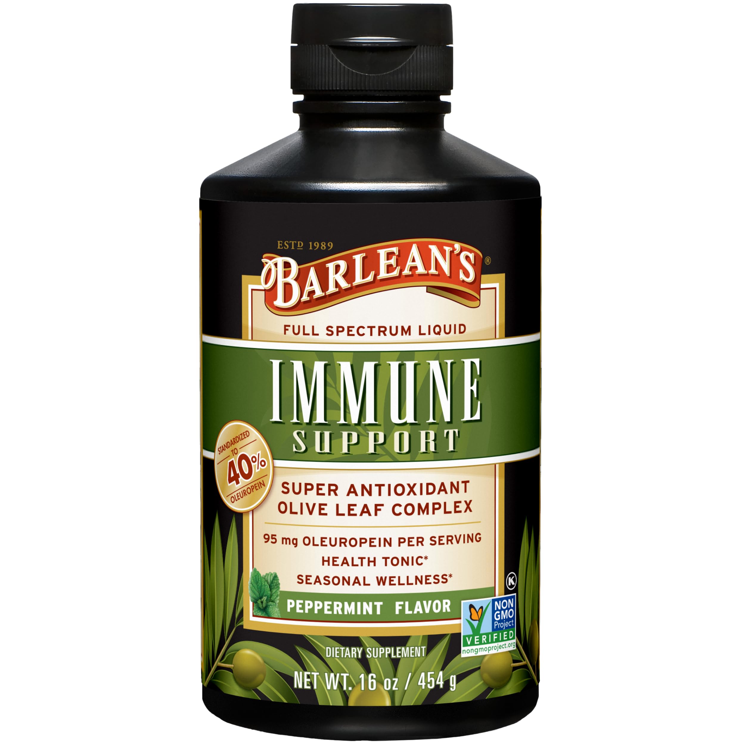 Barlean's Olive Leaf Extract 454g front view