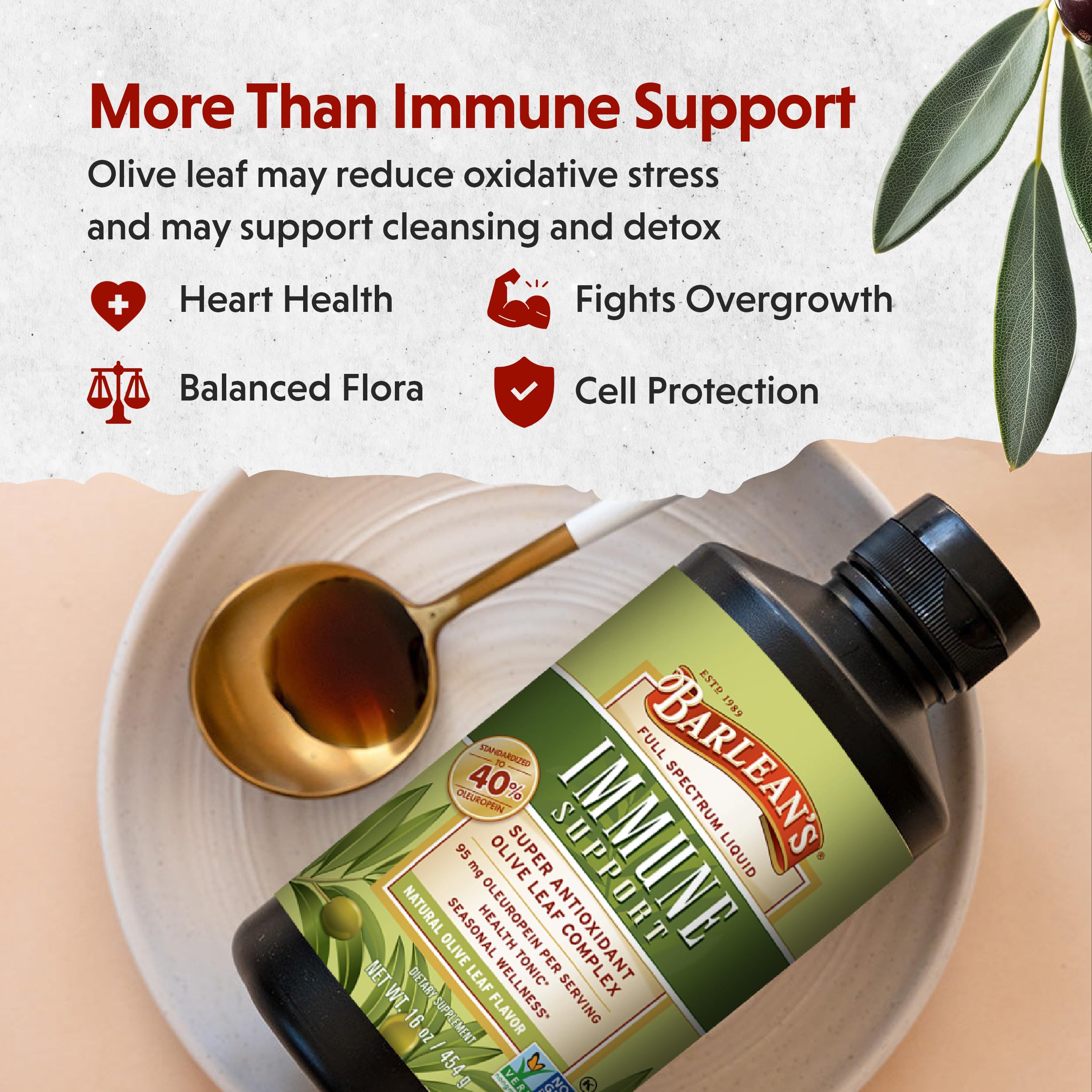 Barlean's Olive Leaf Extract 454g with measuring spoon