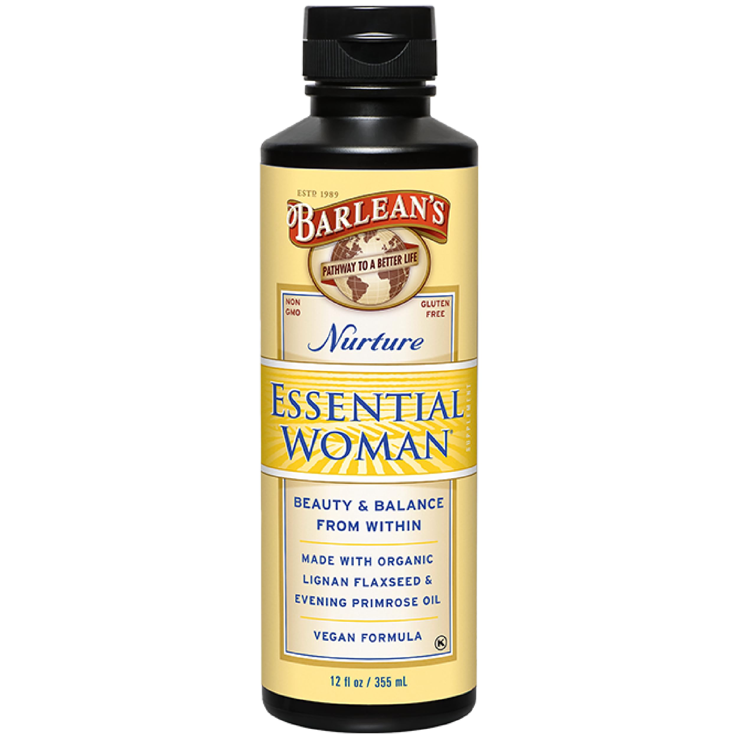 Barlean's Omega 3-6-9 chocolate flavour supplement front view