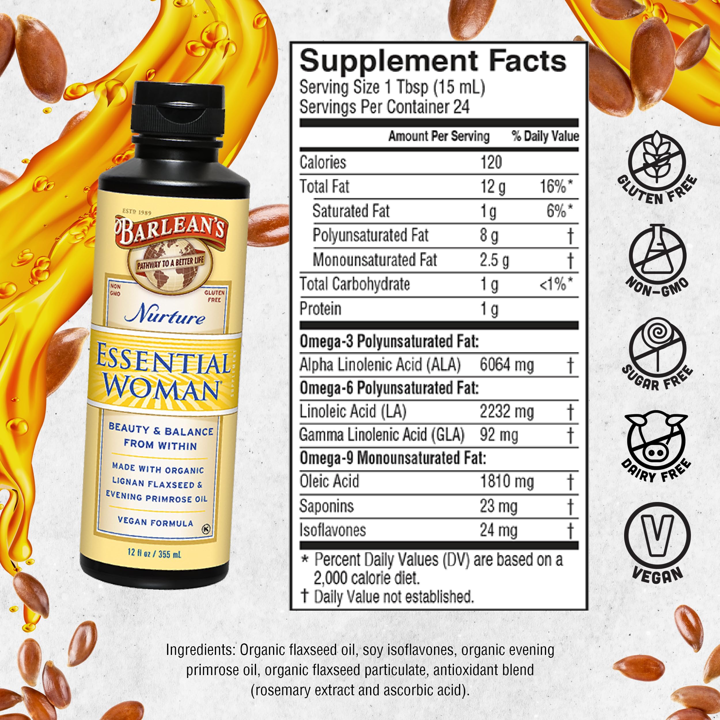 Barlean's Omega 3-6-9 supplement in a kitchen setting