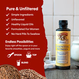 Barlean's Omega 3-6-9 supplement with a spoonful of powder