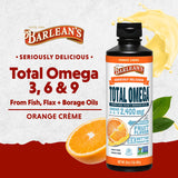 Barlean's Omega-3 Fish Oil 2400mg Orange Crème bottle with cap