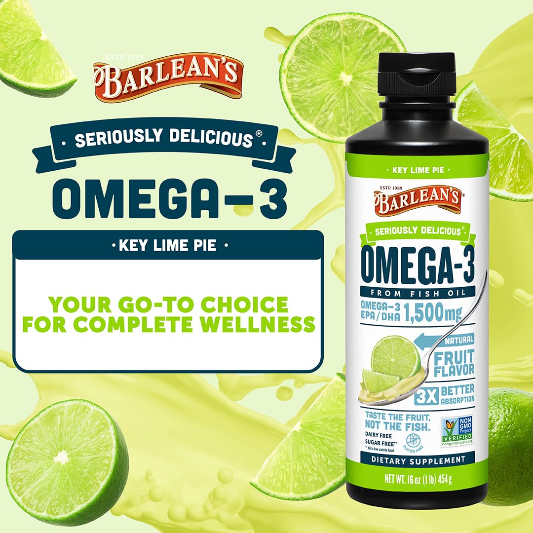 Barlean's Omega 3 Fish Oil Liquid 1500mg EPA/DHA packaging