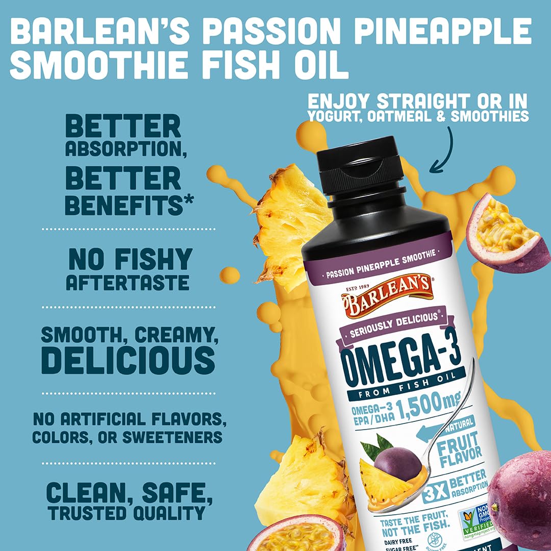 Barlean's Omega 3 Fish Oil Liquid 499g bottle