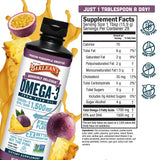 Barlean's Omega 3 Fish Oil Liquid being poured over yogurt