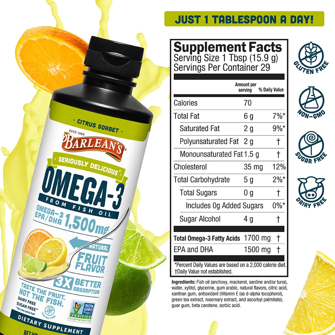 Barlean's Omega 3 Fish Oil Liquid ingredients list