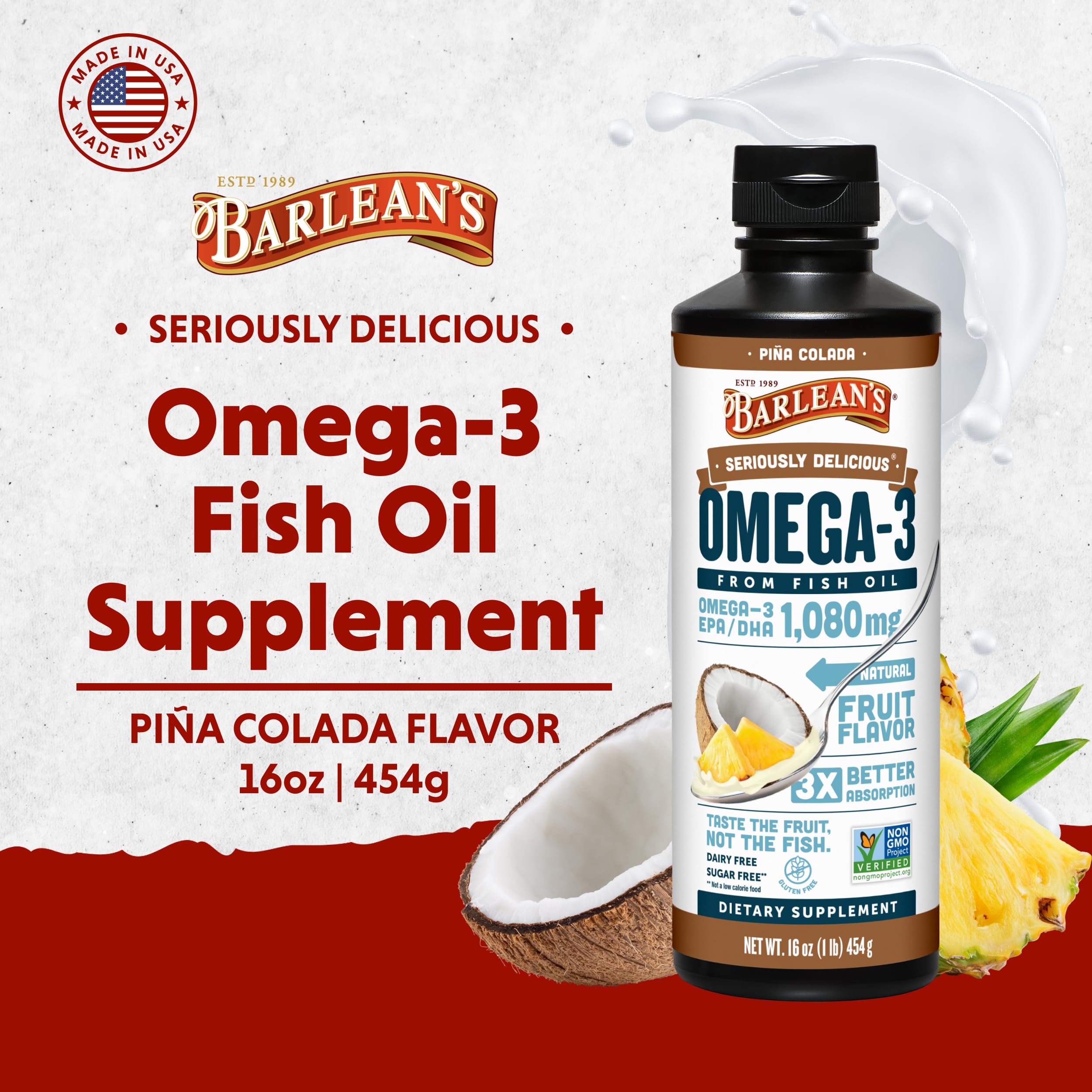 Barlean's Omega 3 Fish Oil Liquid nutritional information