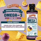Barlean's Omega 3 Fish Oil Liquid packaging side view