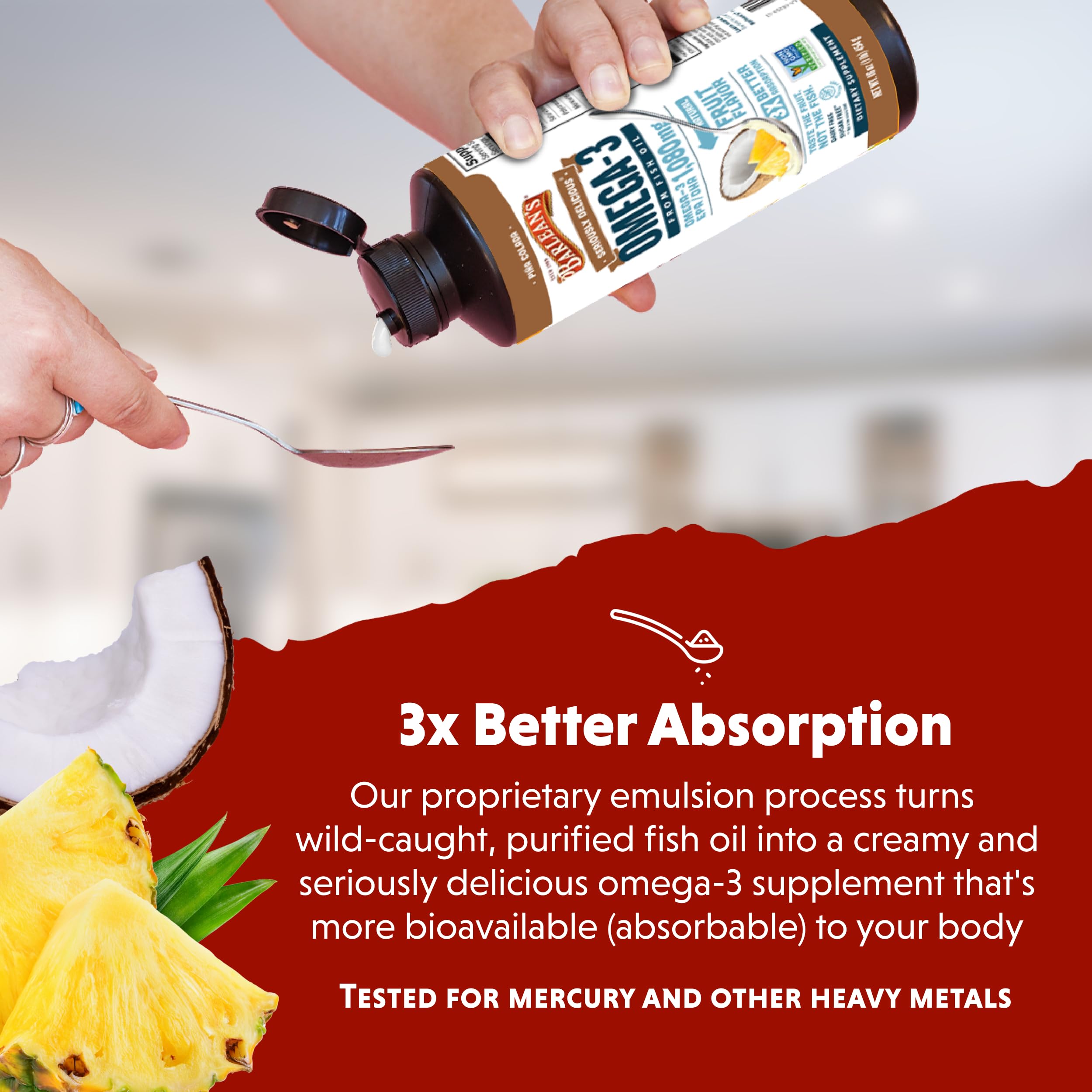 Barlean's Omega 3 Fish Oil Liquid serving suggestion