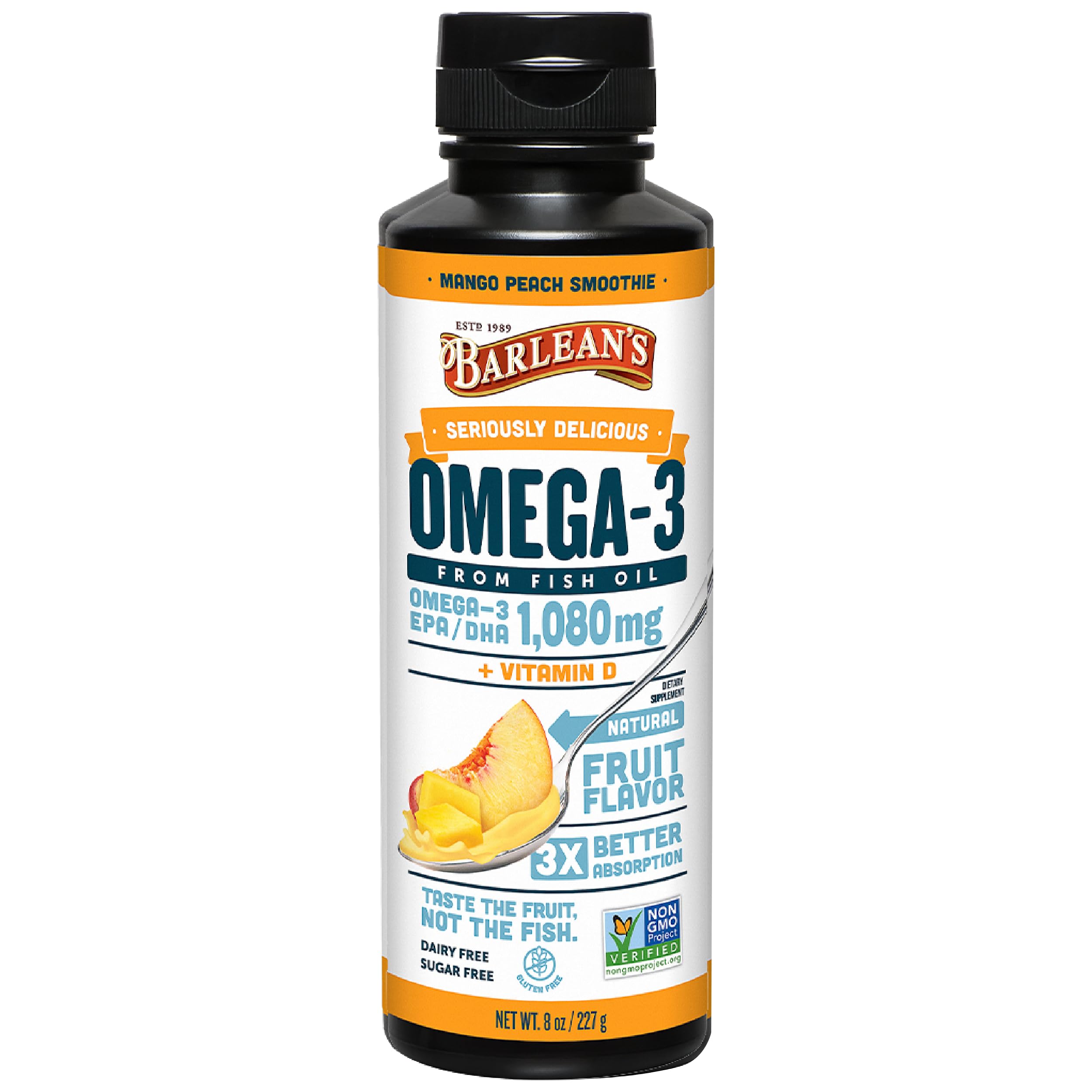 Barlean's Omega-3 Mango Peach Smoothie front view
