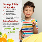 Barlean's Omega Pals fish oil poured into a spoon