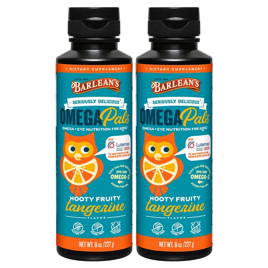 Barlean's Omega Pals fruity fish oil 454g tangerine flavour front view