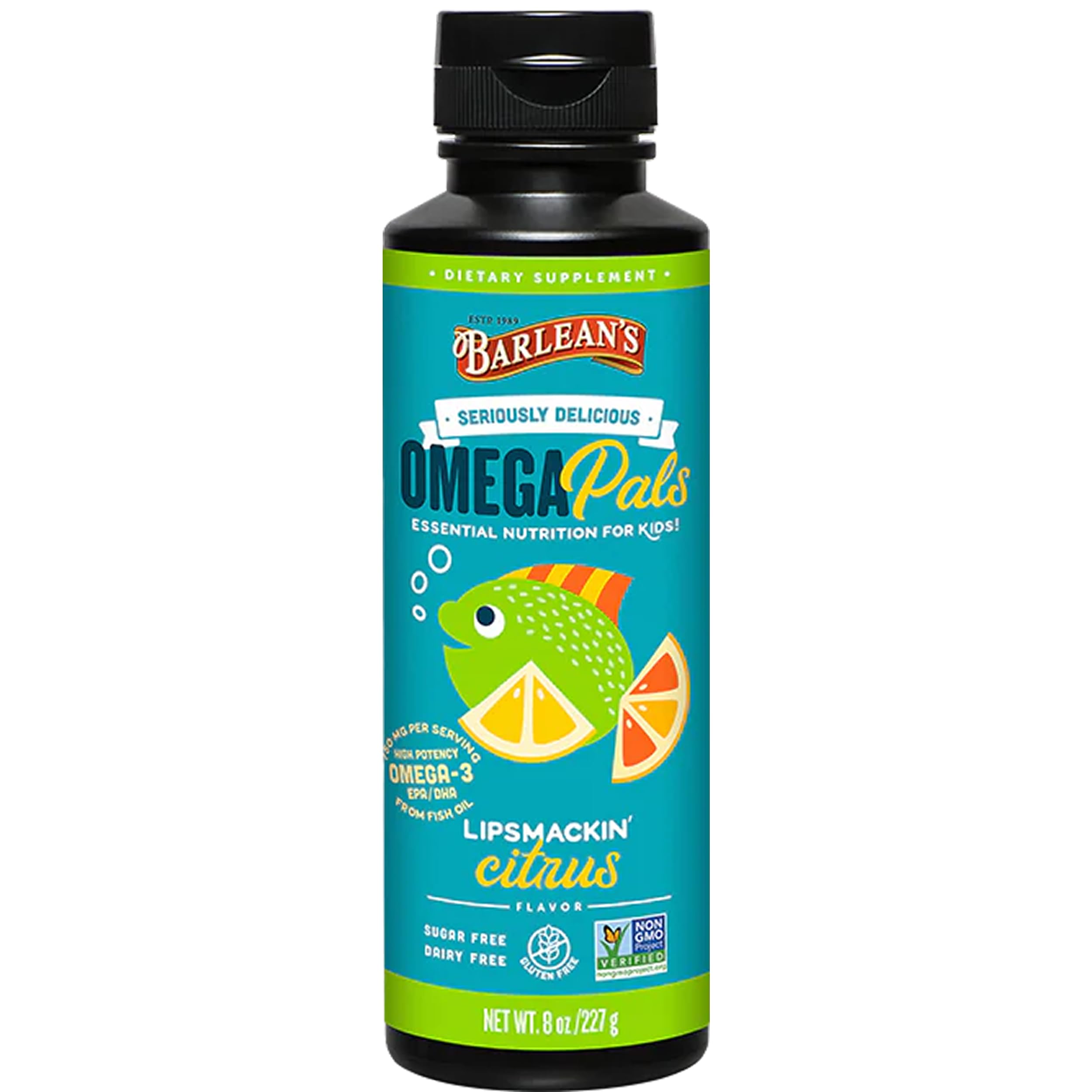 Barlean's Omega Pals Fruity Fish Oil front view