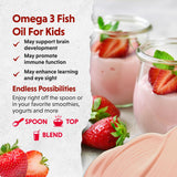 Barlean's Omega Pals Fruity Flax Oil serving suggestion with a smoothie