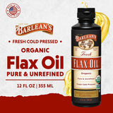 Barlean's Organic Flax Seed Oil 372g side view