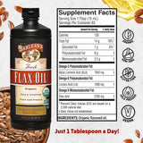 Barlean's Organic Flax Seed Oil 907g back view with nutritional information
