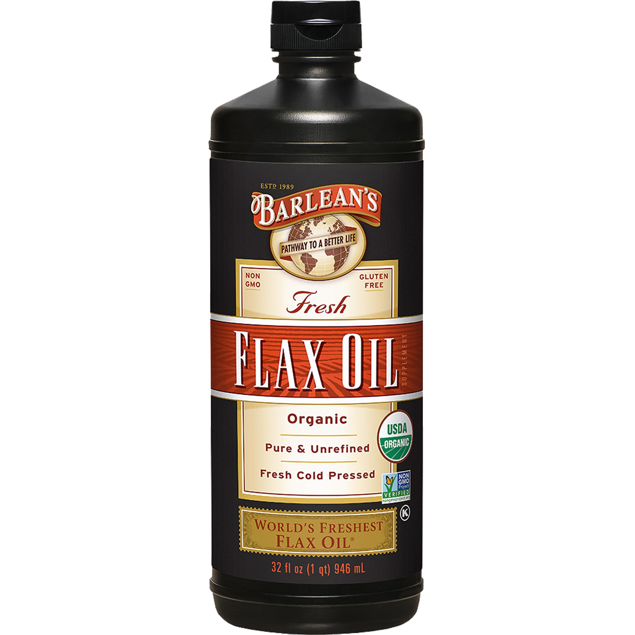 Barlean's Organic Flax Seed Oil 907g front view