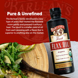 Barlean's Organic Flax Seed Oil 907g in a kitchen setting