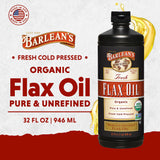 Barlean's Organic Flax Seed Oil 907g side view showing bottle design